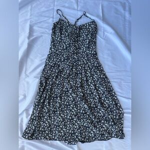 Floral Navy Blue, White and Light Pink Women's Dress
